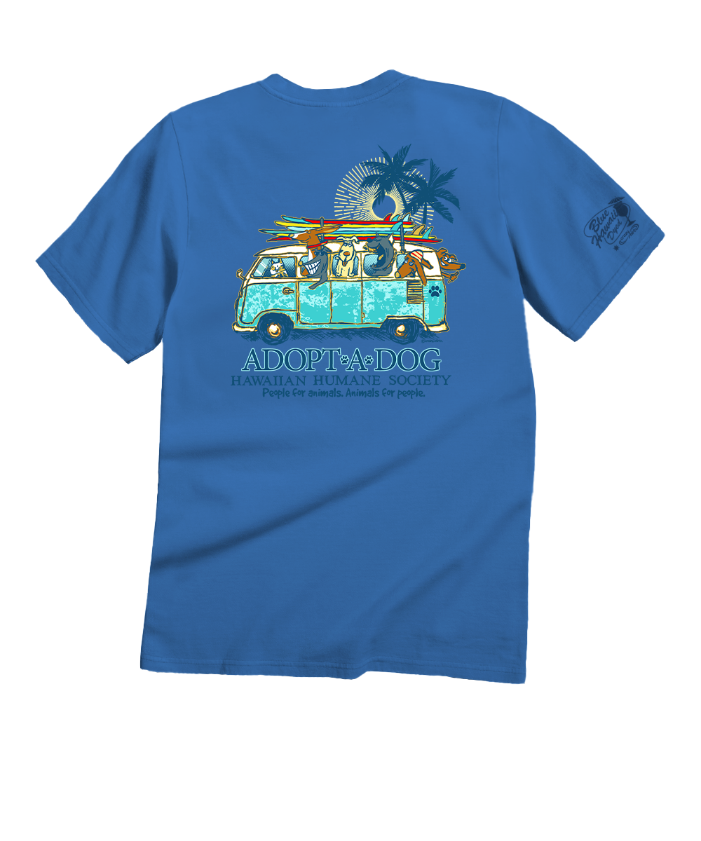 Volkswagen Hawaiian Humane Society Dog Day - Blue Hawaii Dyed Short Sleeve Crewneck T-Shirt