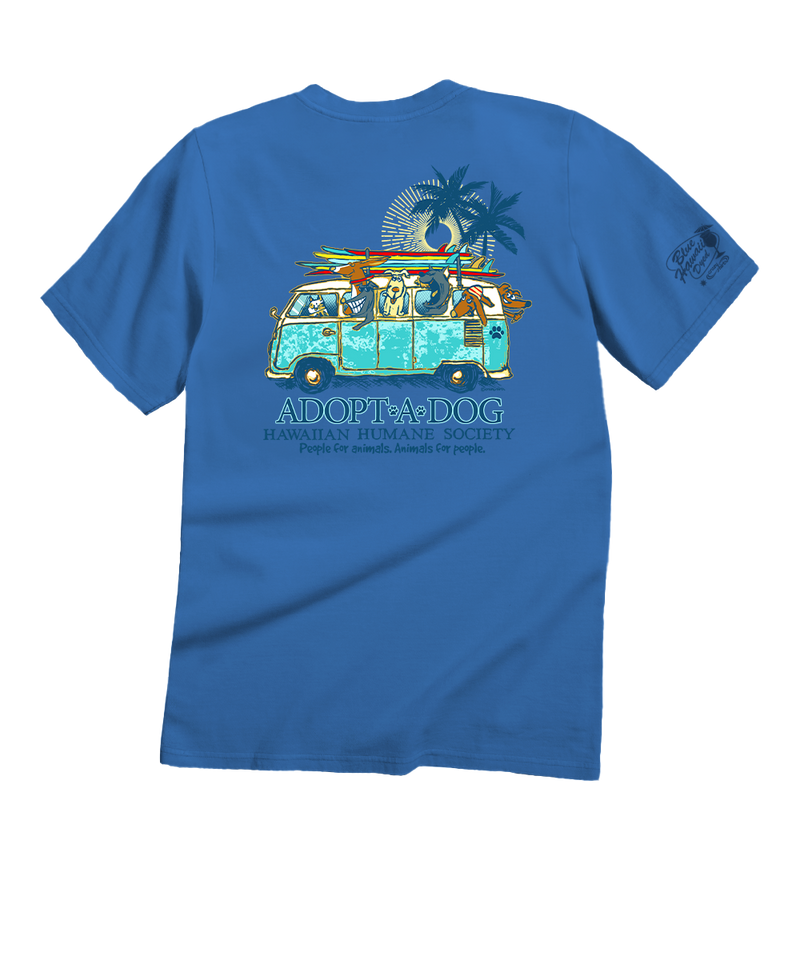 Volkswagen Hawaiian Humane Society Dog Day - Blue Hawaii Dyed Short Sleeve Crewneck T-Shirt