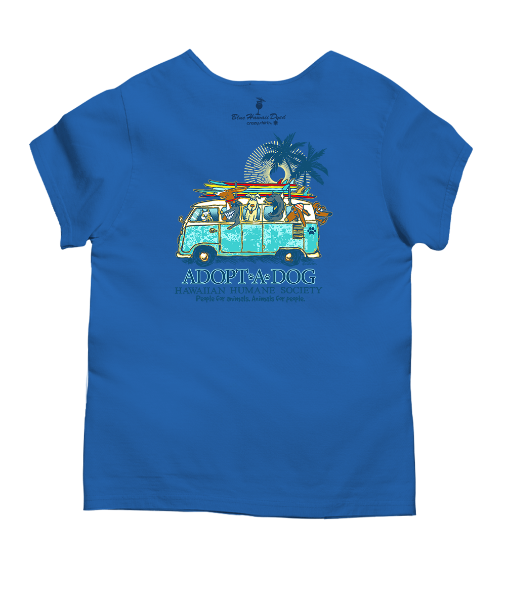 Volkswagen Hawaiian Humane Society Dog Day - Blue Hawaii Dyed Short Sleeve Scoop Neck T-Shirt