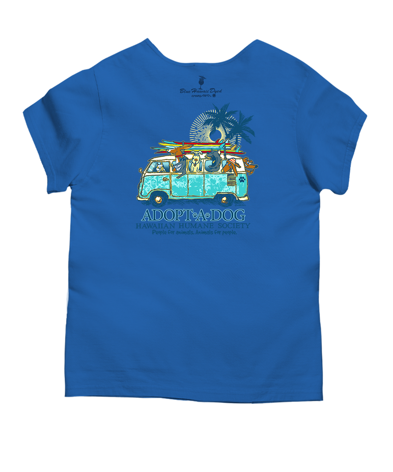 Volkswagen Hawaiian Humane Society Dog Day - Blue Hawaii Dyed Short Sleeve Scoop Neck T-Shirt