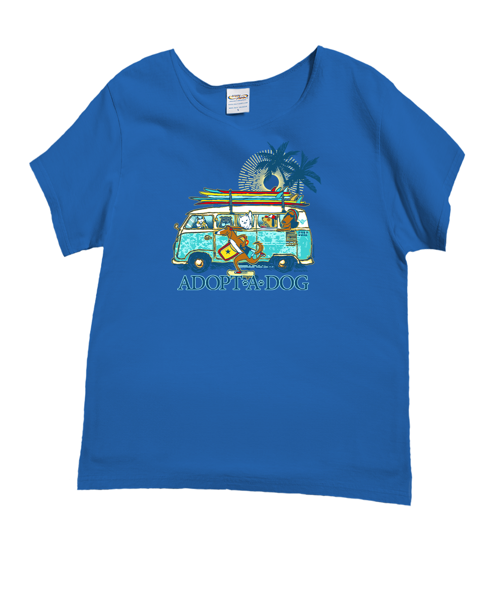 Volkswagen Hawaiian Humane Society Dog Day - Blue Hawaii Dyed Short Sleeve Scoop Neck T-Shirt