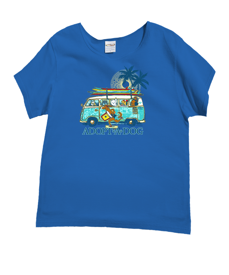 Volkswagen Hawaiian Humane Society Dog Day - Blue Hawaii Dyed Short Sleeve Scoop Neck T-Shirt