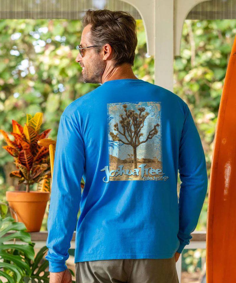 Weathered Joshua - Blue Hawaii Dyed Long Sleeve Crewneck T-Shirt - View 2