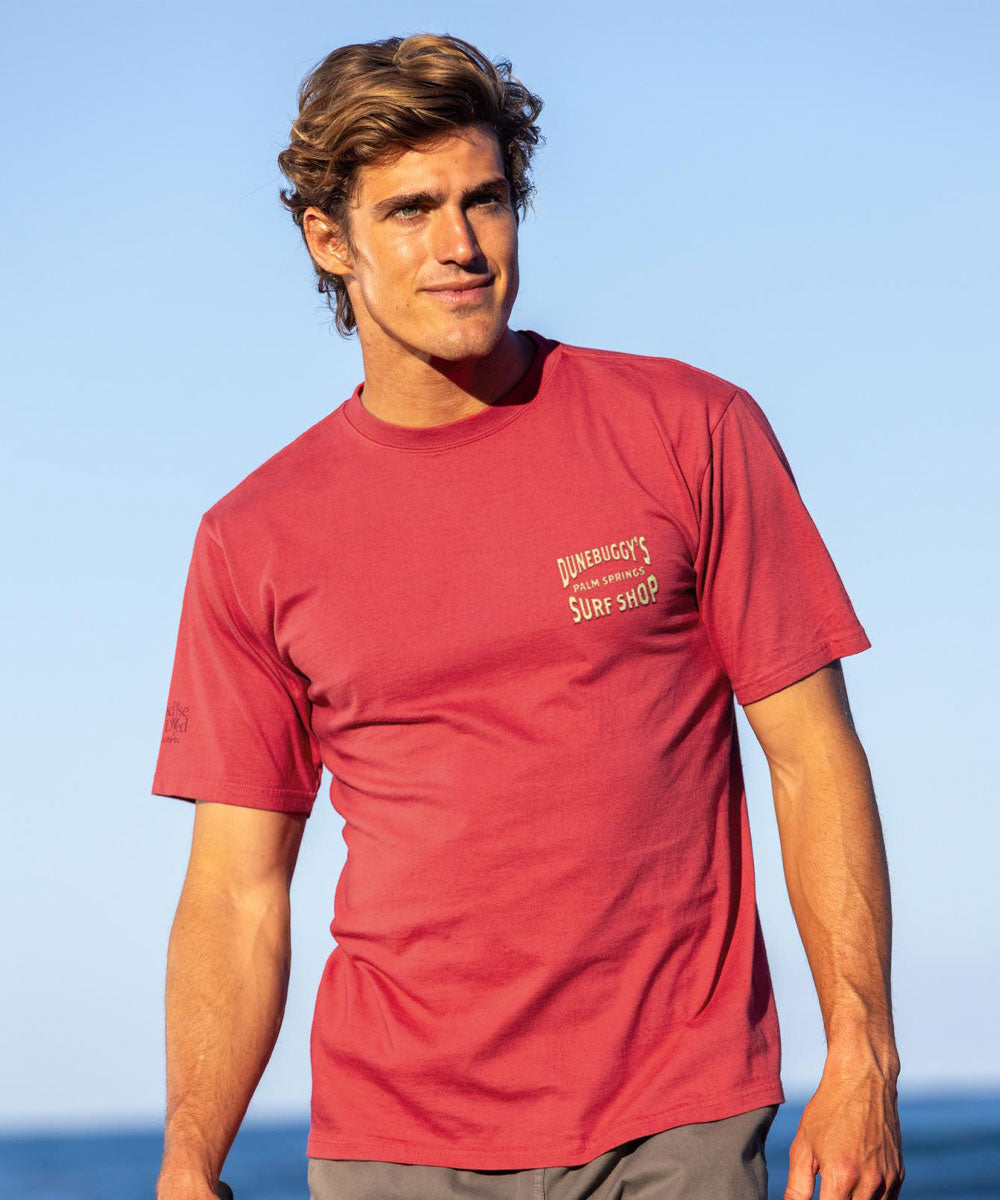 Dune Buggy Surf - Paradise Red Dyed Short Sleeve Crewneck T-Shirt