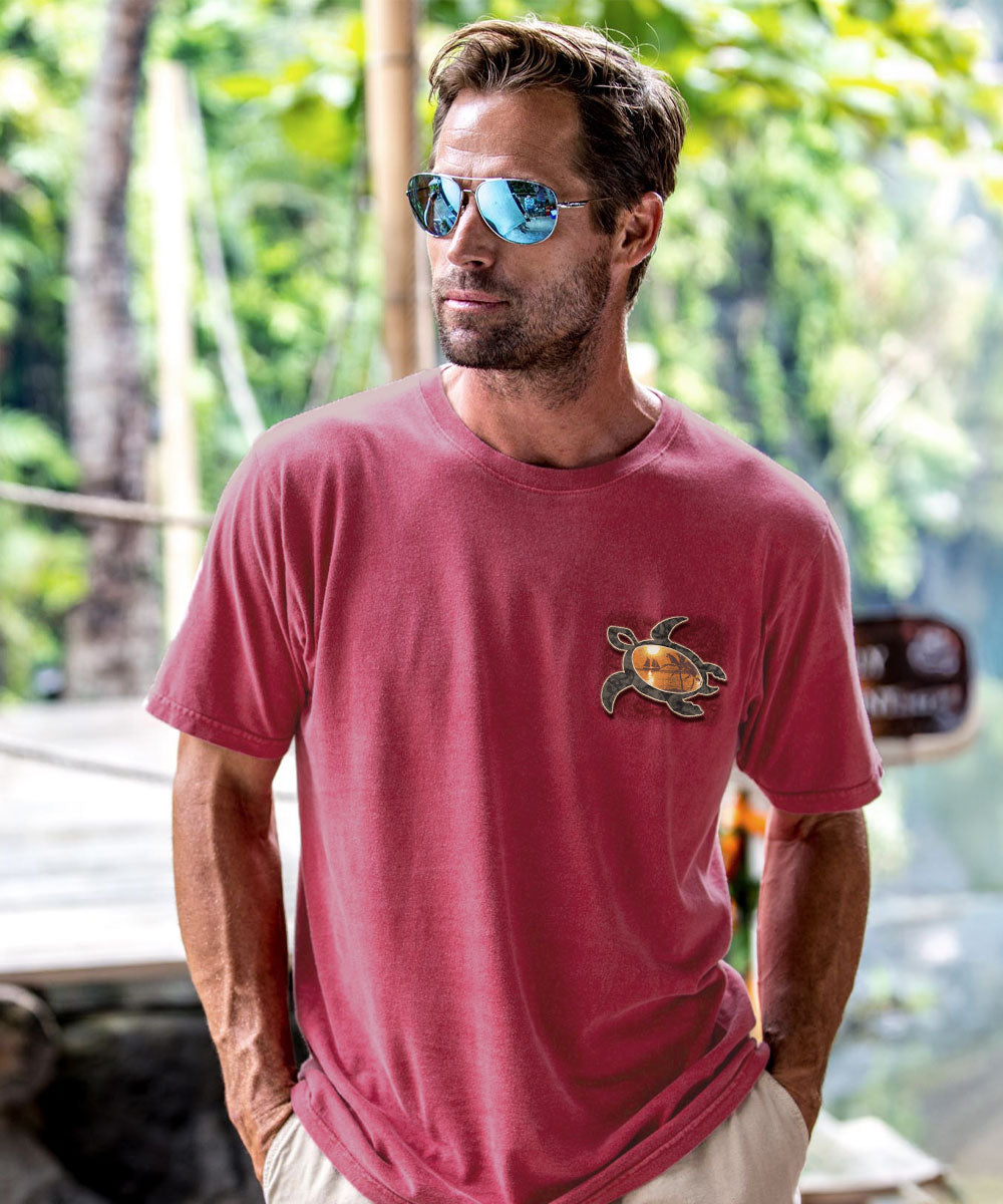 Sunset Honu - Paradise Red Dyed Short Sleeve Crewneck T-Shirt