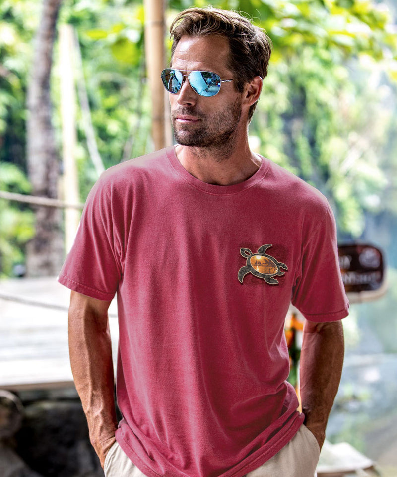 Sunset Honu - Paradise Red Dyed Short Sleeve Crewneck T-Shirt - View 3