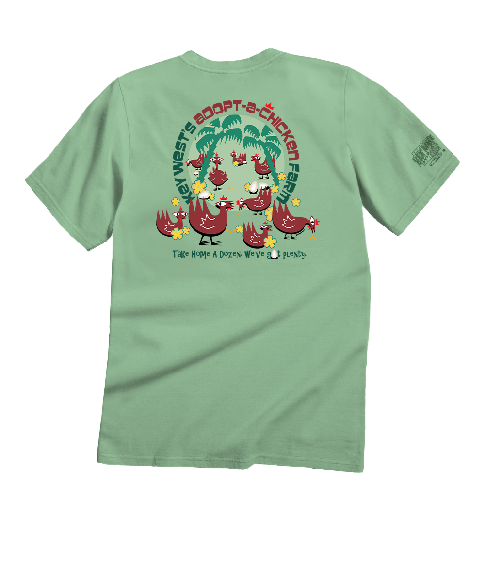 Adopt A Key West Chicken - Key Lime Dyed Short Sleeve Crewneck T-Shirt