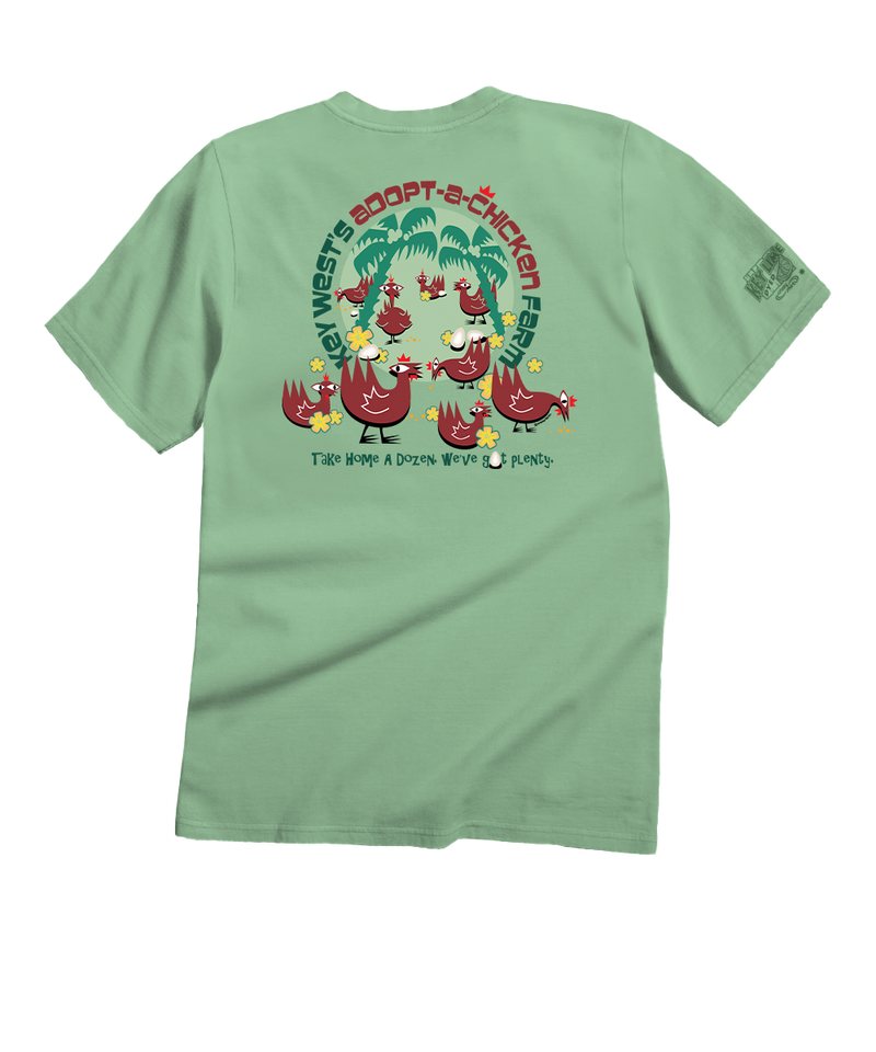 Adopt A Key West Chicken - Key Lime Dyed Short Sleeve Crewneck T-Shirt