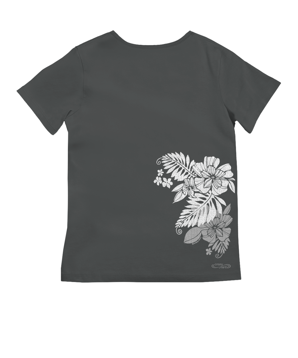 Kalei - Graphite Short Sleeve Pima V-Neck T-Shirt