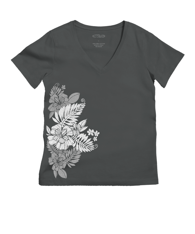 Kalei - Graphite Short Sleeve Pima V-Neck T-Shirt