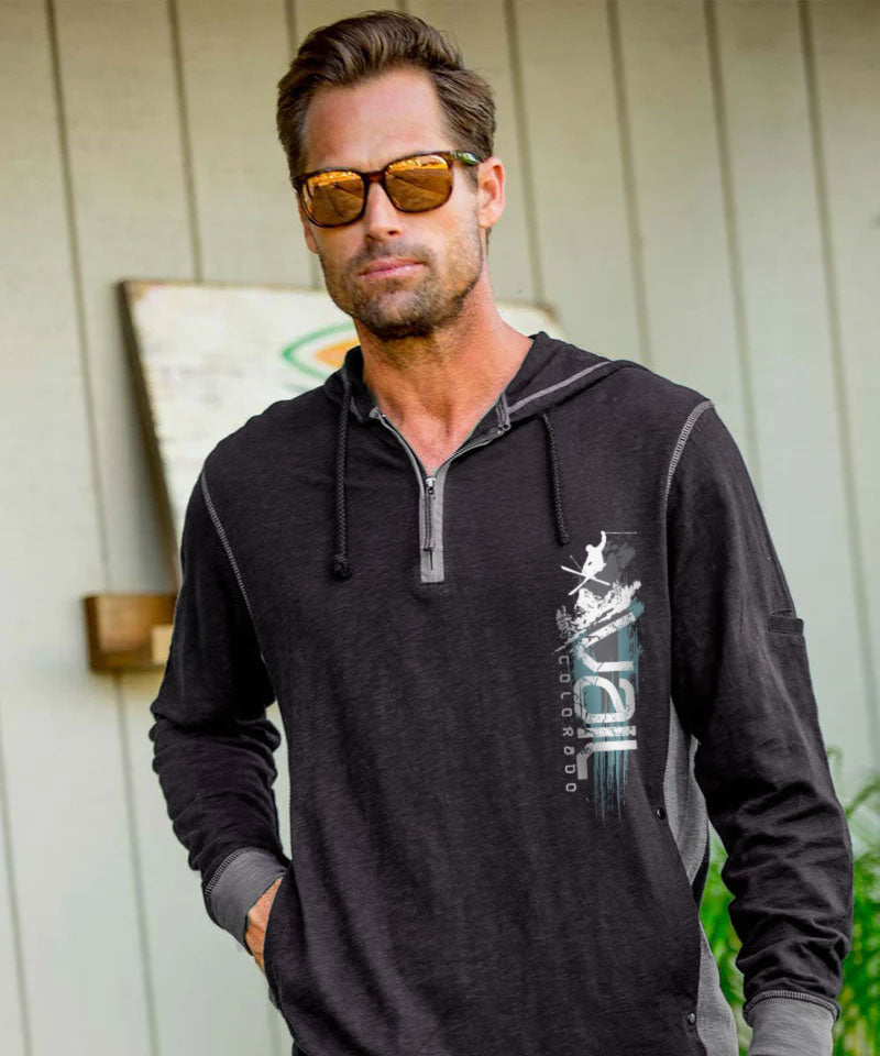 Vail Resort Ski Trail Blaze - Black/Charcoal Long Sleeve Longboard Hooded Tee