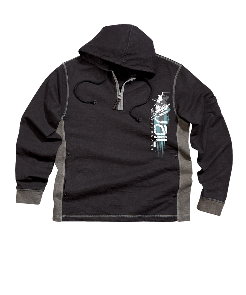 Vail Resort Ski Trail Blaze - Black/Charcoal Long Sleeve Longboard Hooded Tee