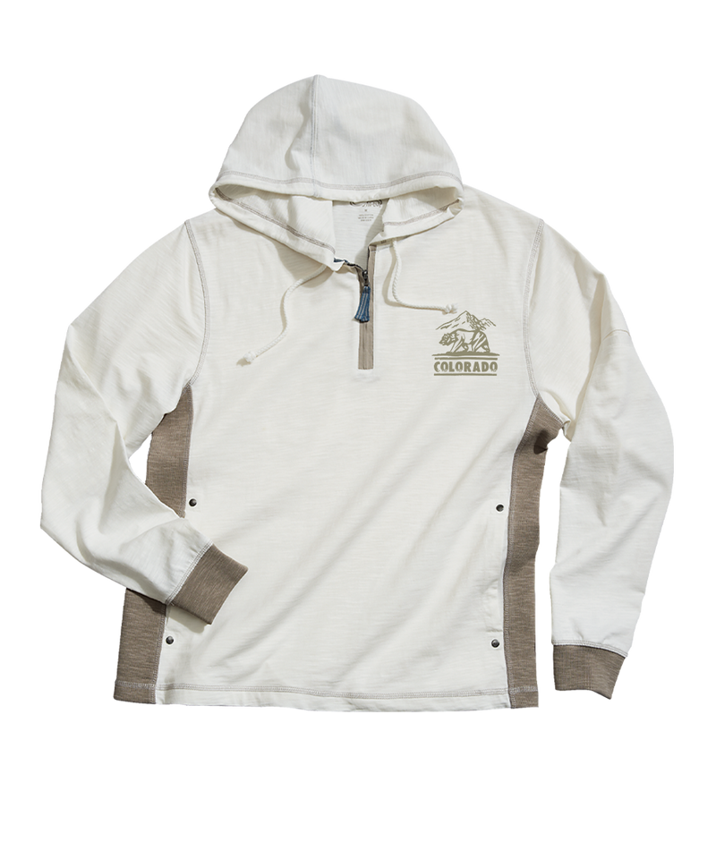 Colorado Bear Mark - Natural/Gray Long Sleeve Longboard Hooded Tee