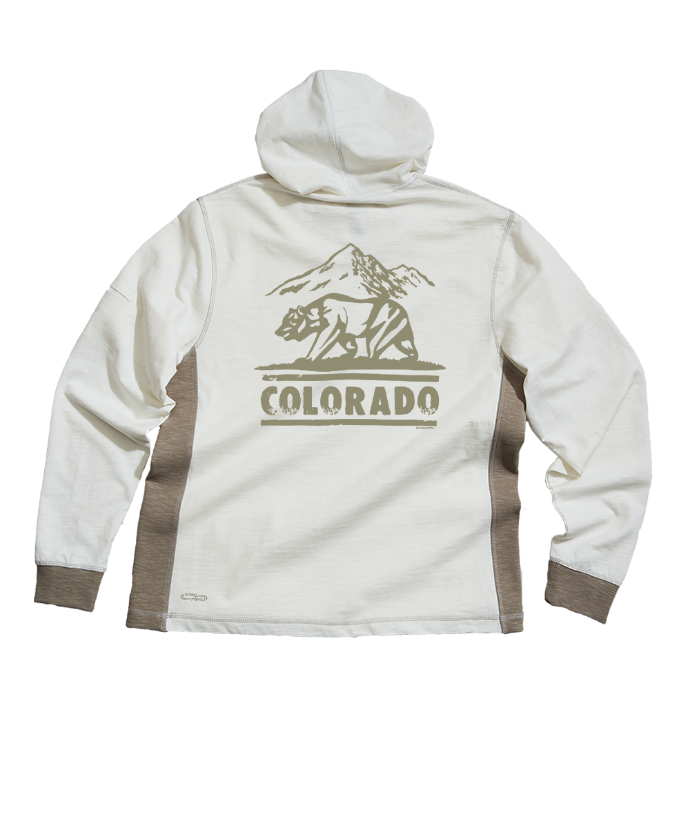Colorado Bear Mark - Natural/Gray Long Sleeve Longboard Hooded Tee