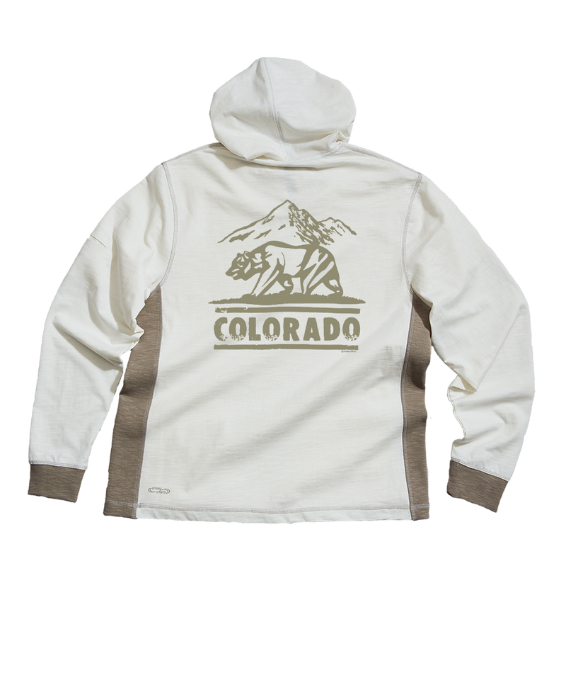 Colorado Bear Mark - Natural/Gray Long Sleeve Longboard Hooded Tee