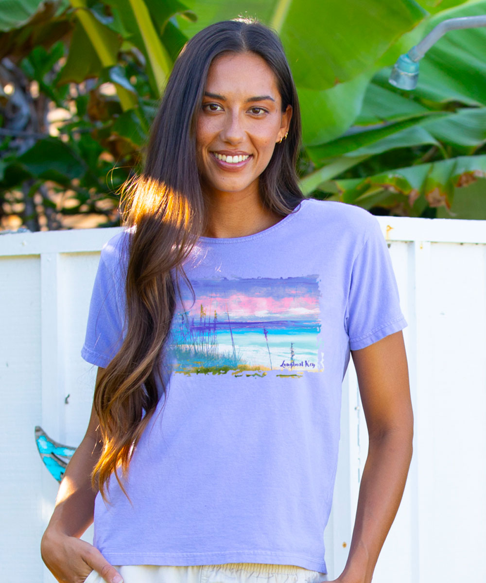 Longboat Key Dream - Lavender Dyed Short Sleeve Scoop Neck T-Shirt