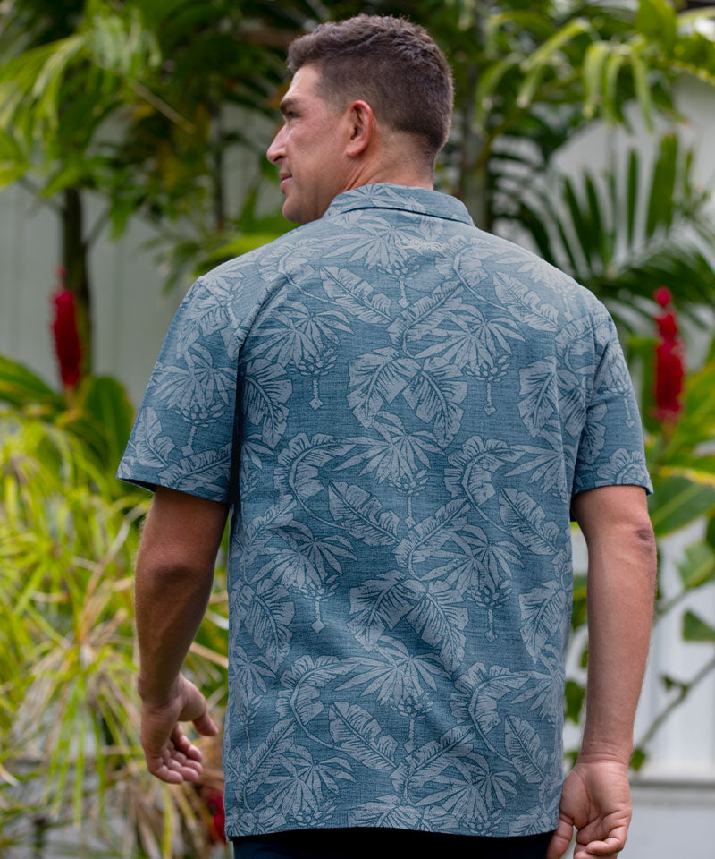 E Komo Mai - Deep Sea Short Sleeve Hawaiian Polo Shirt - View 3