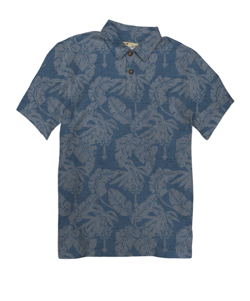 E Komo Mai - Deep Sea Short Sleeve Hawaiian Polo Shirt - View 1