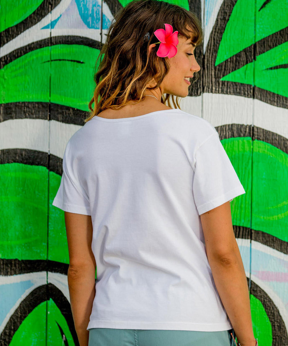 Turtle Seascape - White Short Sleeve Scoop Neck T-Shirt