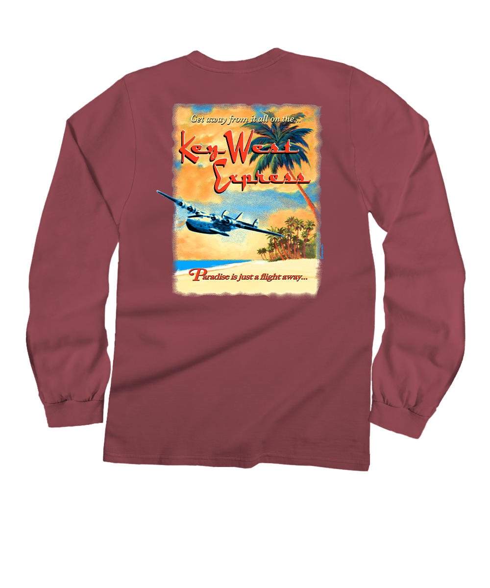 Key West Express - Paradise Red Dyed Long Sleeve Crewneck T-Shirt