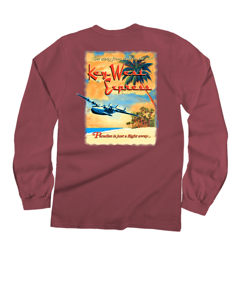 Key West Express - Paradise Red Dyed Long Sleeve Crewneck T-Shirt