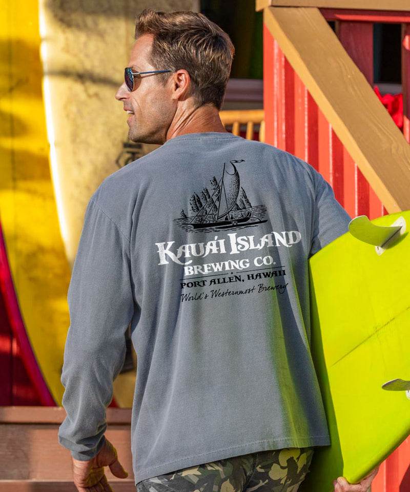 Kauai Island Brewing Co New Logo - Crater Dyed® Long Sleeve Crewneck T-Shirt
