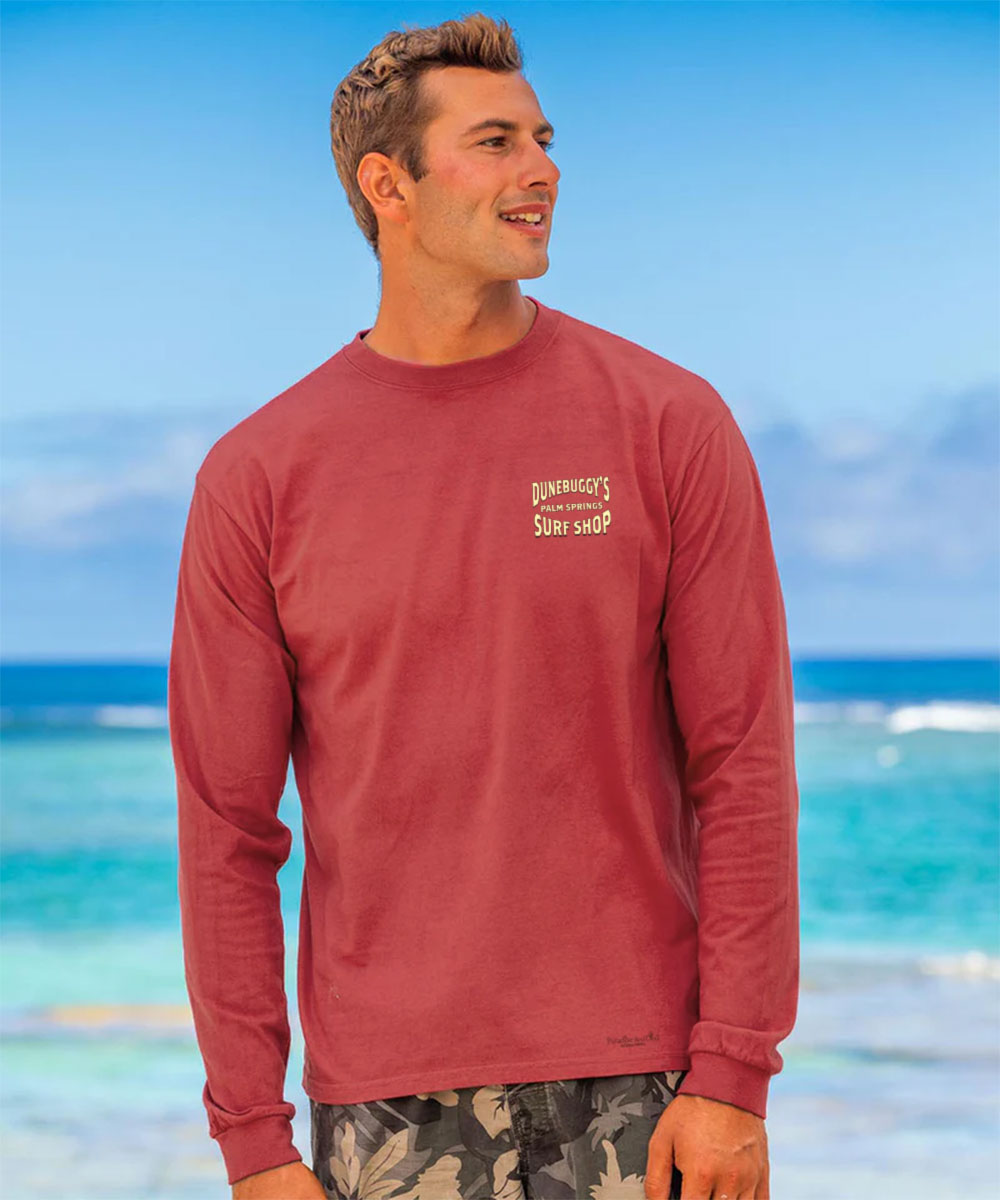 Dune Buggy Surf - Paradise Red Dyed Long Sleeve Crewneck T-Shirt