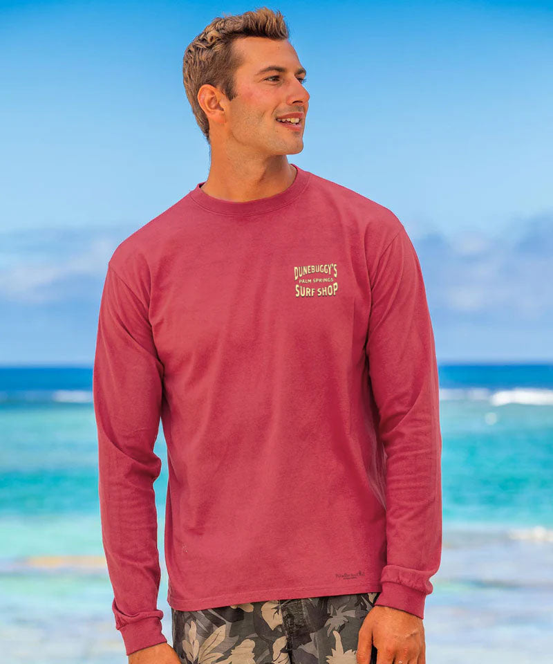 Dune Buggy Surf - Paradise Red Dyed Long Sleeve Crewneck T-Shirt - View 3