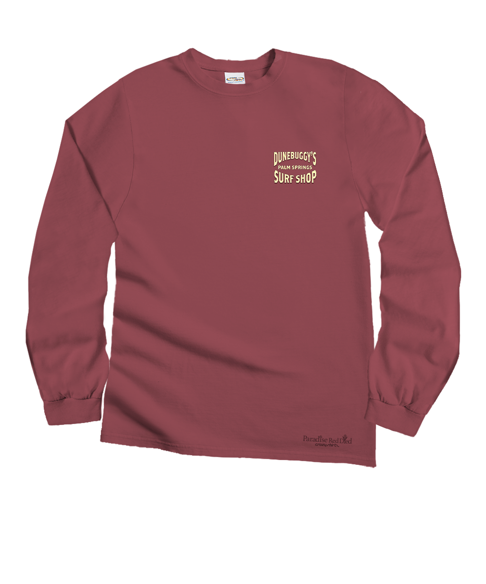 Dune Buggy Surf - Paradise Red Dyed Long Sleeve Crewneck T-Shirt