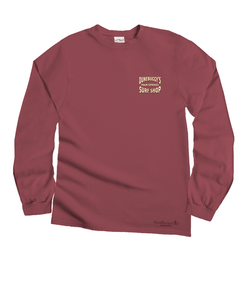 Dune Buggy Surf - Paradise Red Dyed Long Sleeve Crewneck T-Shirt