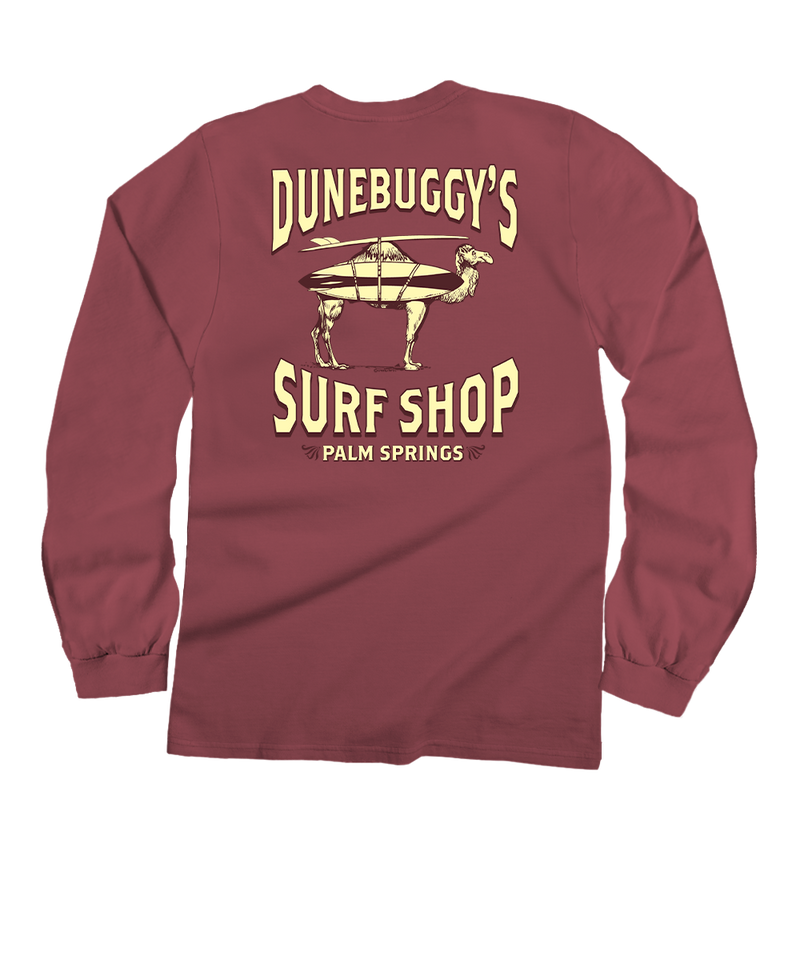 Dune Buggy Surf - Paradise Red Dyed Long Sleeve Crewneck T-Shirt
