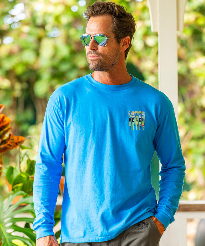 Laguna Beach Oars - Blue Hawaii Dyed Long Sleeve Crewneck T-Shirt