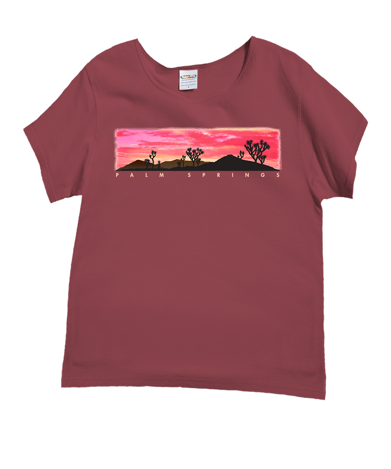 Desert Sunset - Paradise Red Dyed Short Sleeve Scoop Neck T-Shirt