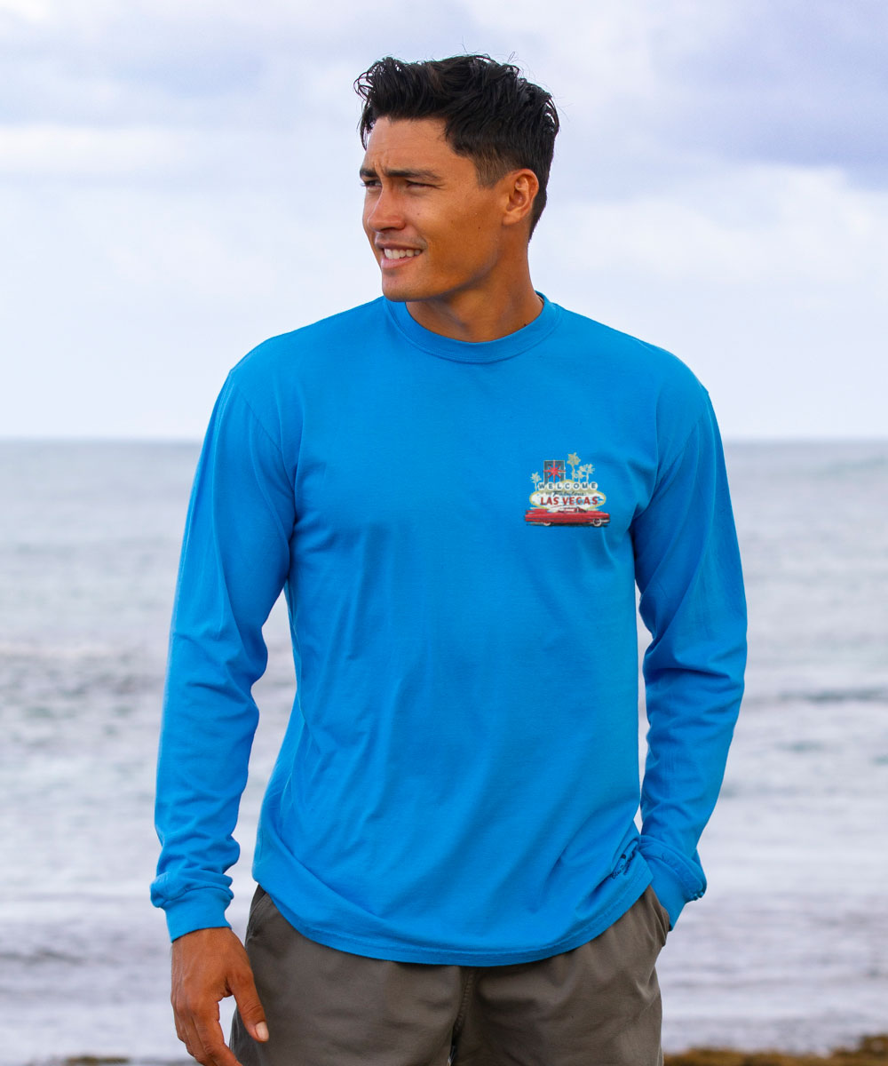 Vegas Caddy - Blue Hawaii Dyed Long Sleeve Crewneck T-Shirt