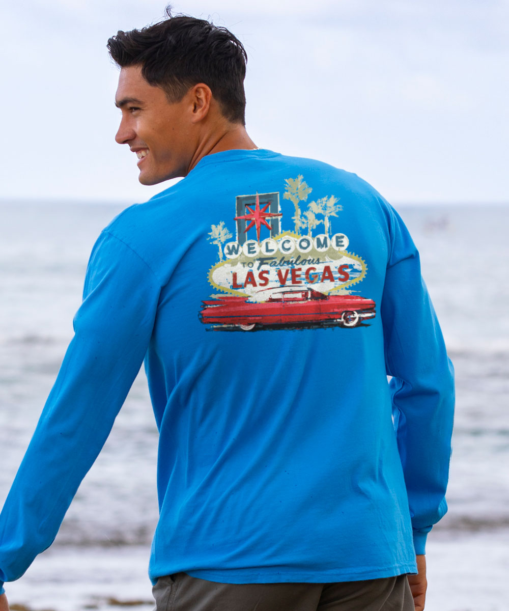 Vegas Caddy - Blue Hawaii Dyed Long Sleeve Crewneck T-Shirt
