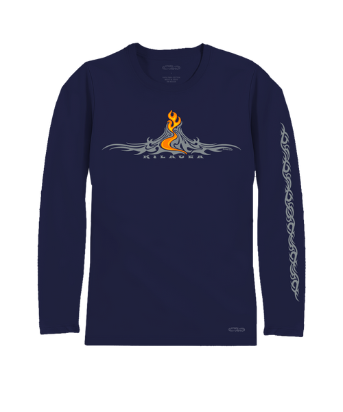 rurumu tattoo motif long sleeve Tシャツ Kilauea Tattoo - Indigo Long Sleeve Pima T-Shirt
