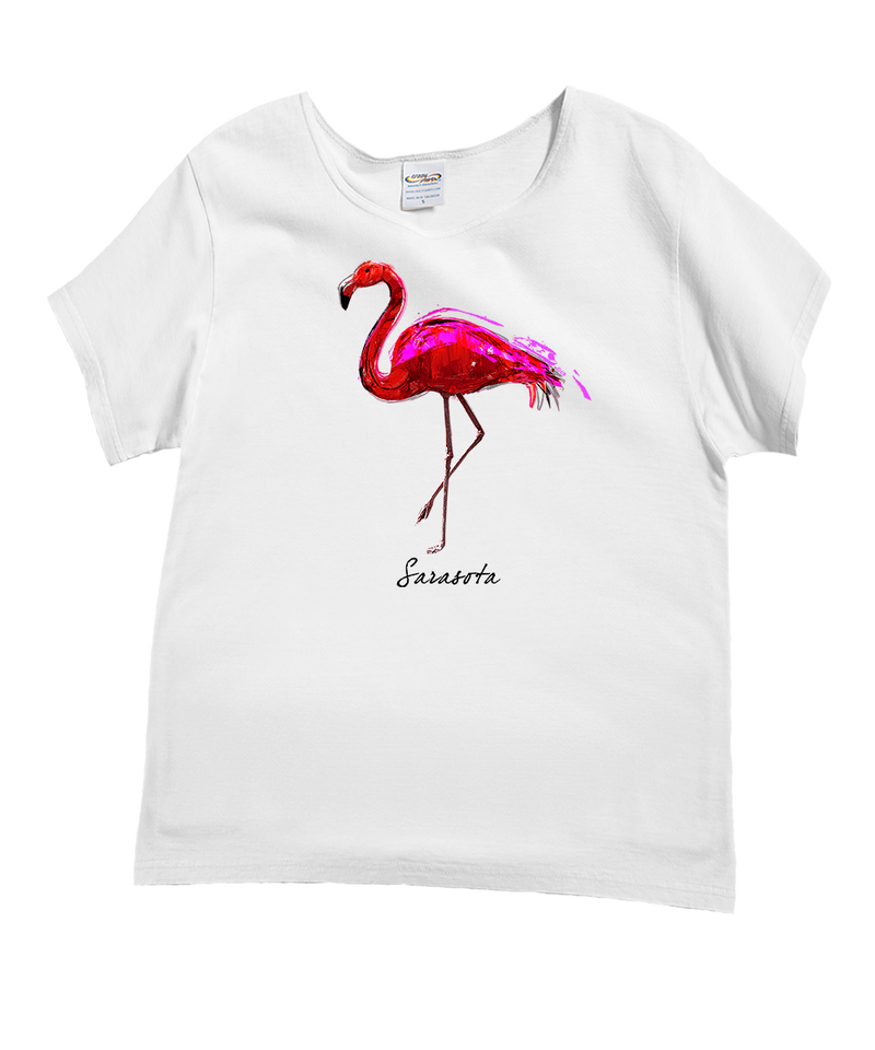 Paradise In Pink - White Short Sleeve Scoop Neck T-Shirt
