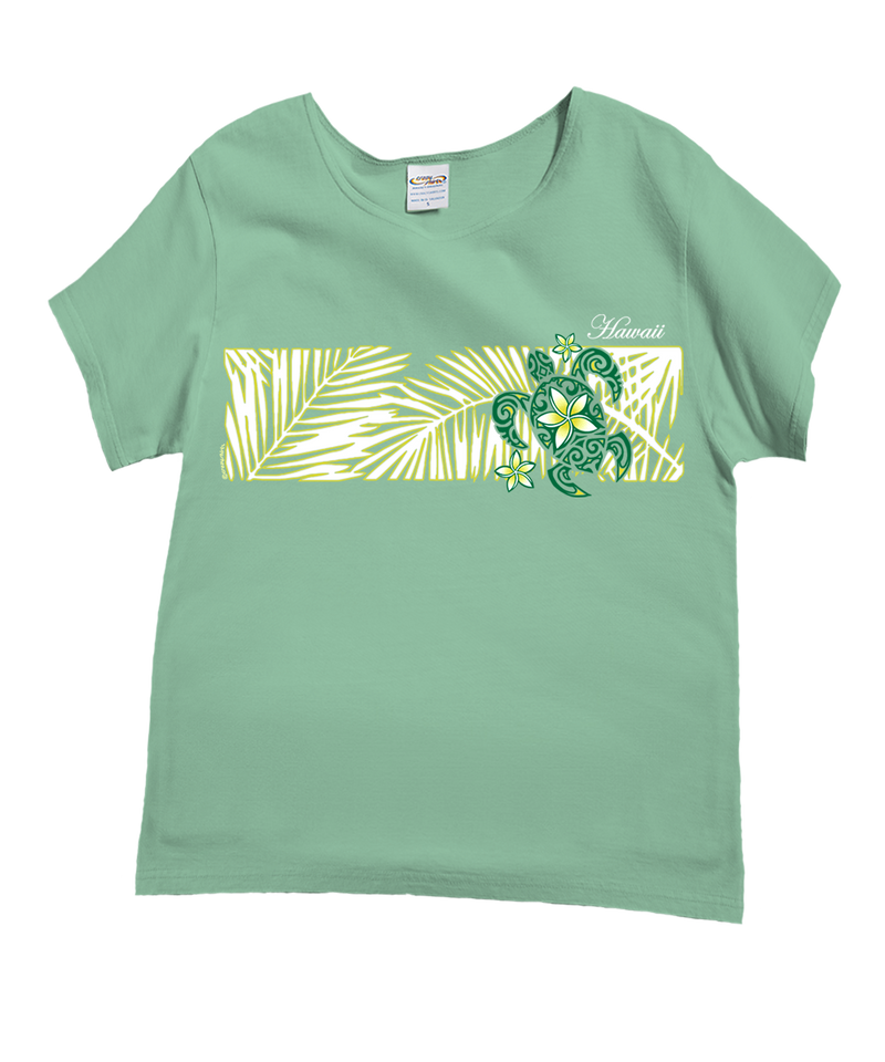 Honu Bliss - Key Lime Dyed Short Sleeve Scoop Neck T-Shirt