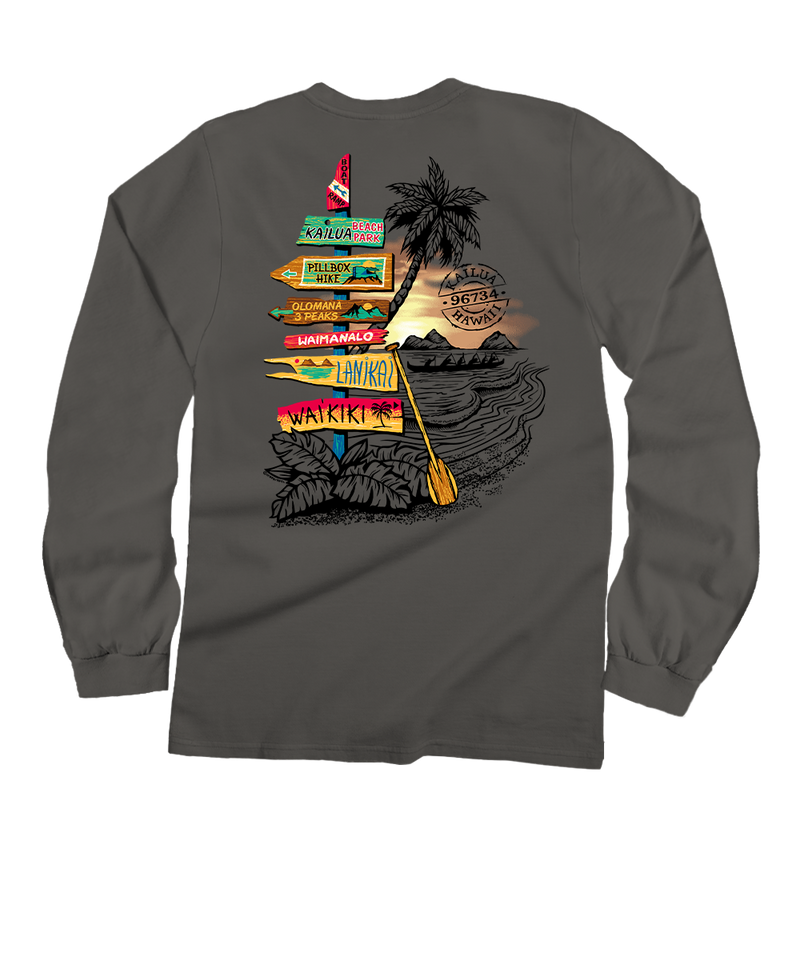 Kailua Signs - Crater Dyed® Long Sleeve Crewneck T-Shirt