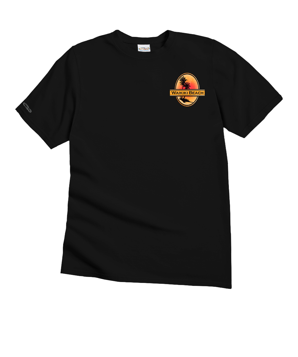 Vintage Waikiki Beach Black Classic Crewneck T-Shirt