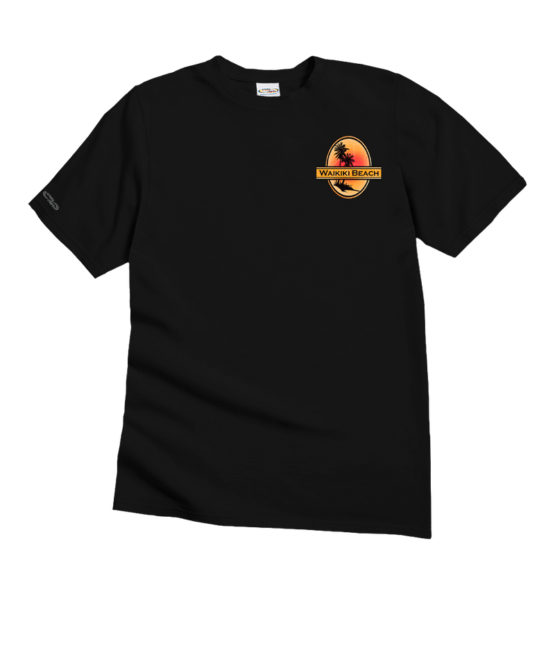Vintage Waikiki Beach Black Classic Crewneck T-Shirt