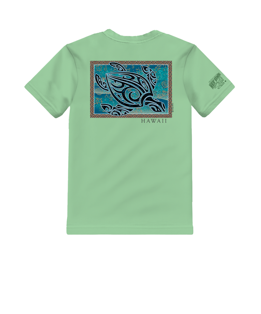 Tribal Petro Honu - Key Lime Dyed Short Sleeve Crewneck T-Shirt