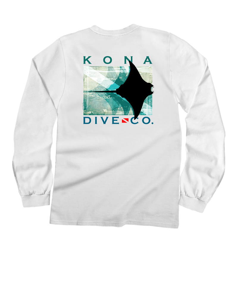 Maui Dive Company Blur - White Long Sleeve Crewneck T-Shirt