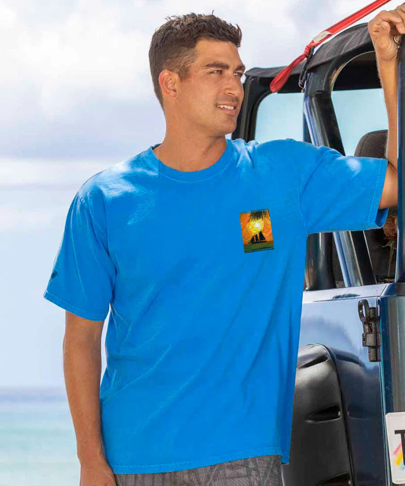 Twilight Sun - Blue Hawaii Dyed Short Sleeve Crewneck T-Shirt View 3