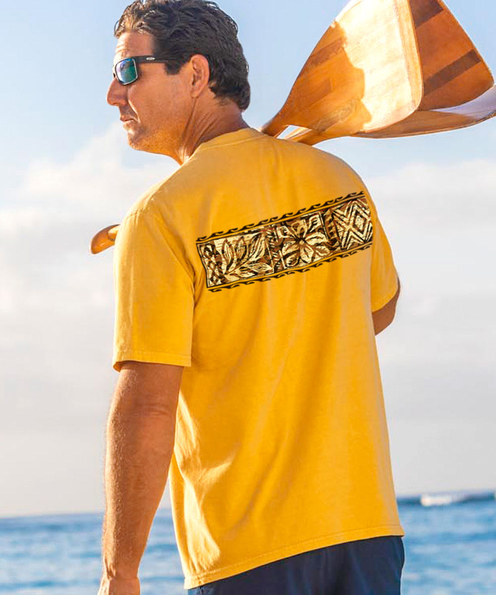 Ethnic Tapa Band - Mango Dyed Short Sleeve Crewneck T-Shirt