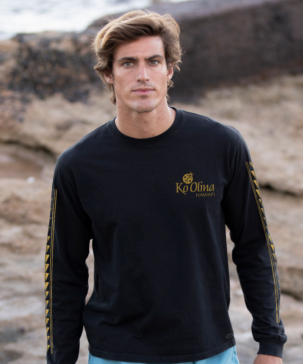 Ko Olina Lagoon Sunset - Black Long Sleeve Crewneck T-Shirt