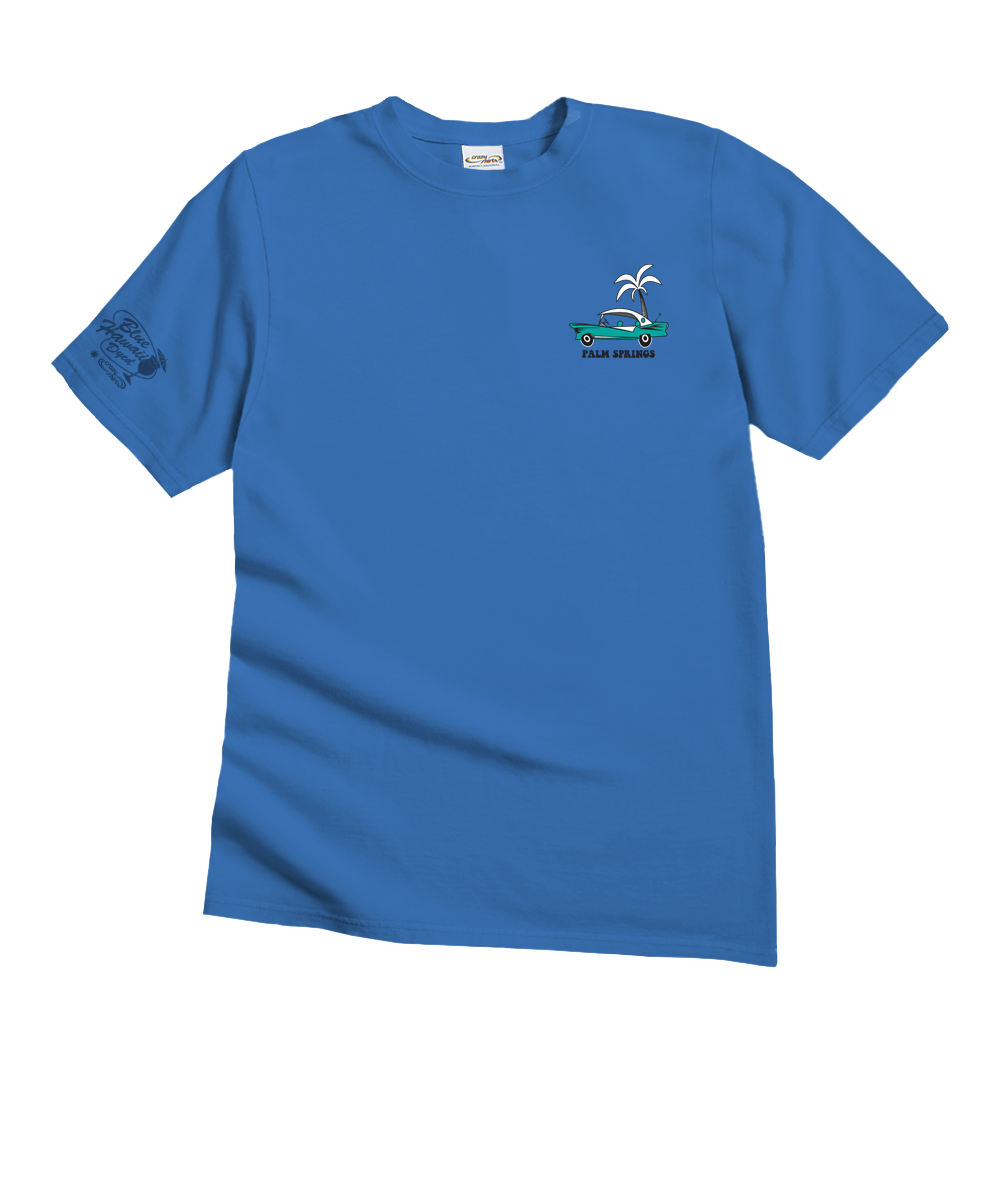Palm Springs Style - Blue Hawaii Dyed Short Sleeve Crewneck T-Shirt