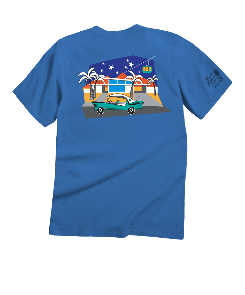 Palm Springs Style - Blue Hawaii Dyed Short Sleeve Crewneck T-Shirt