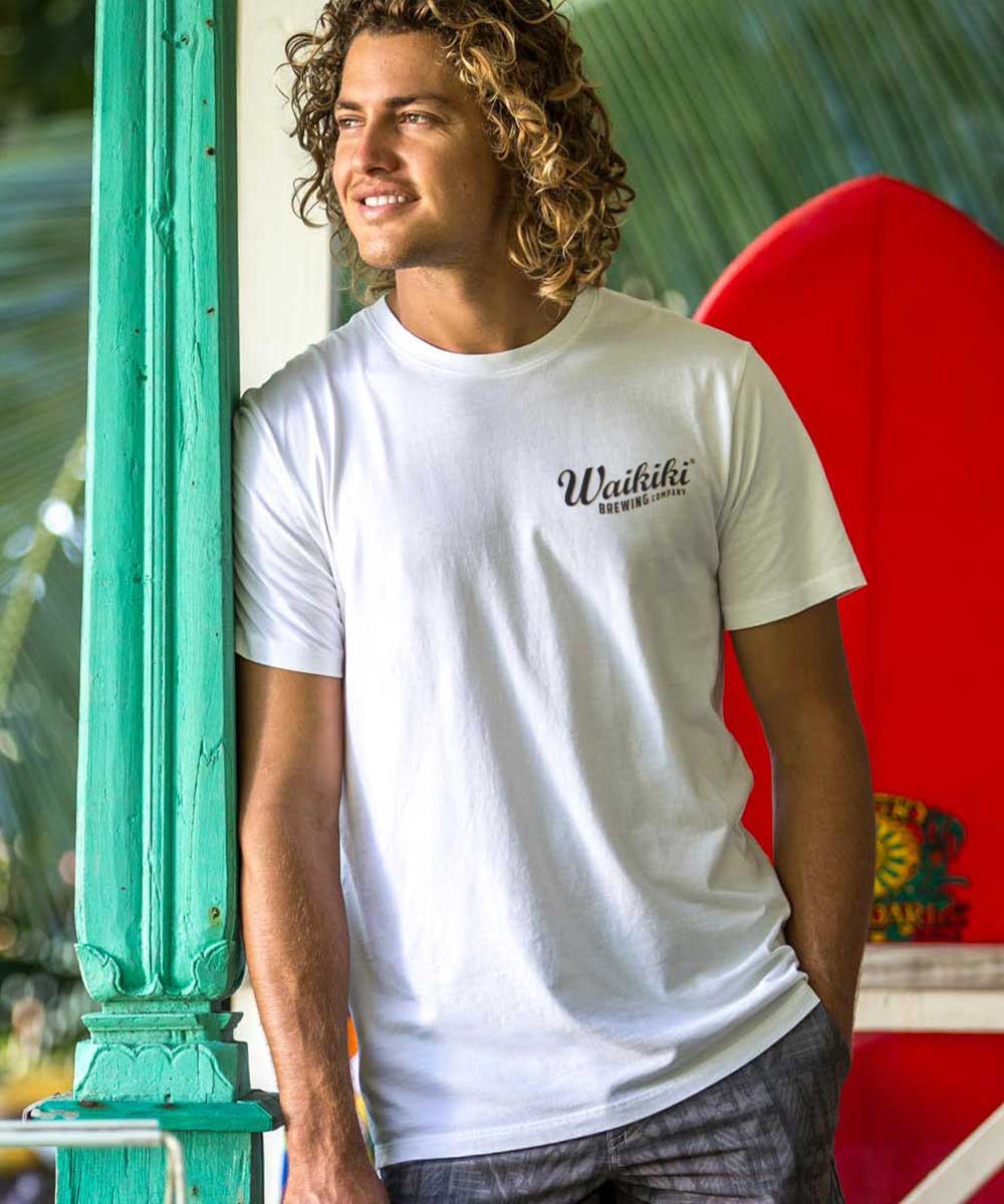 Waikiki Brewing Co Oahu - White Short Sleeve Pima T-Shirt