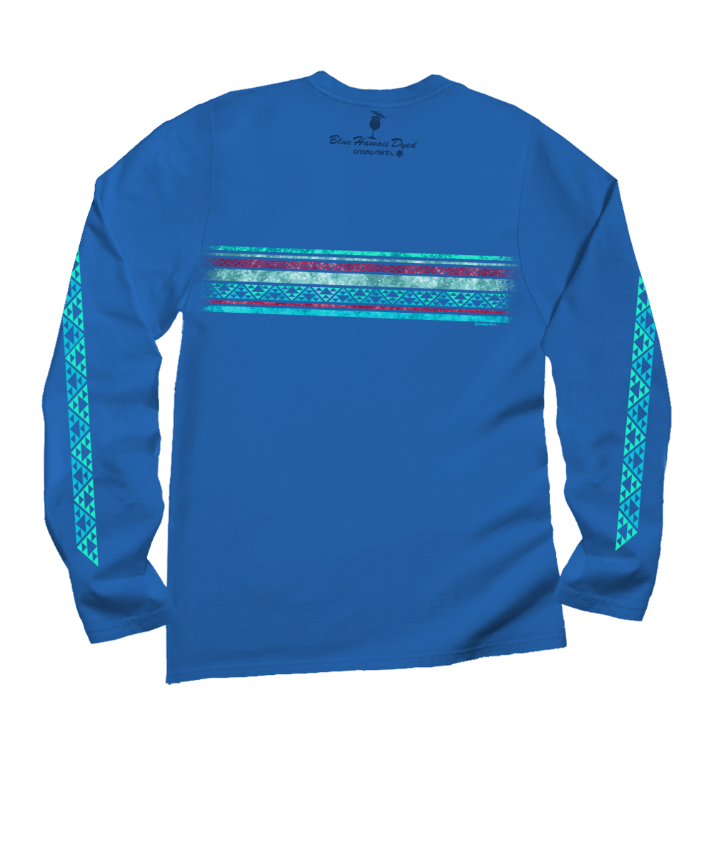 Aztec Band - Blue Hawaii Dyed Long Sleeve Crewneck T-Shirt